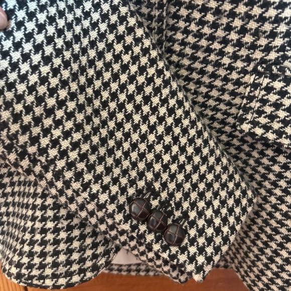 J Crew Houndstooth Schoolboy Blazer Black White Two Button Wool Blend Women’s 6 - Picture 7 of 8